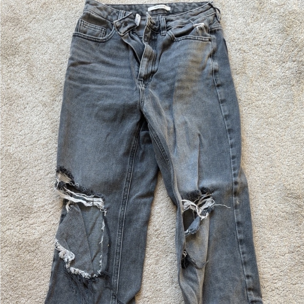 PacSun Charcoal Distressed Boyfriend Jeans